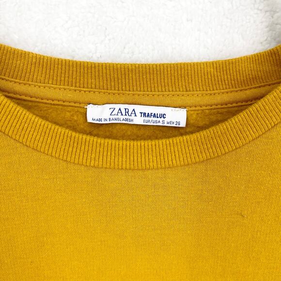 Zara Trafaluc Mustard Yellow Crewneck Long Sleeve Sweatshirt Women's Small - Picture 2 of 4
